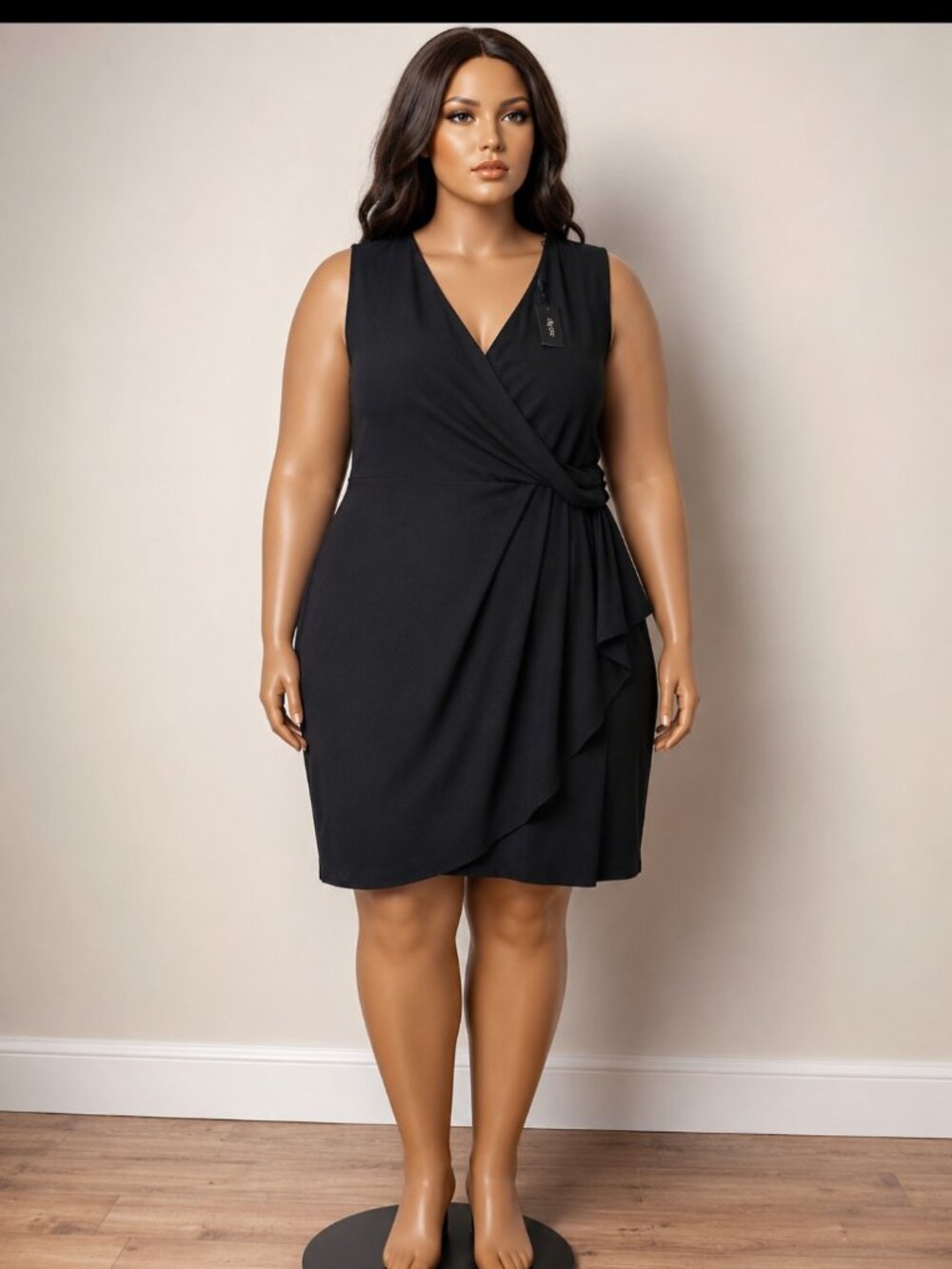 City chic Black Cocktail sleeveless faux wrap Dress Women's Size Xl/22 NWT